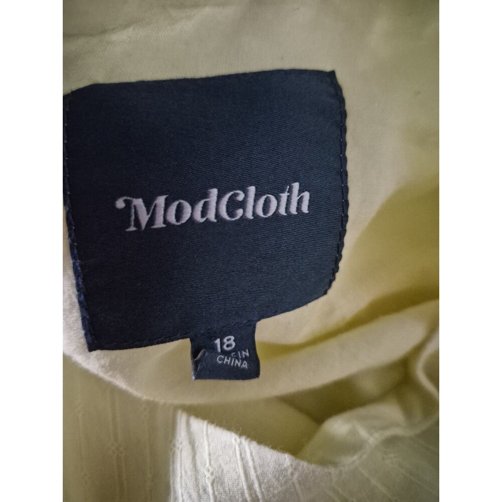 ModCloth size 18 maxi long dress yellow lining faux button pleated smocked - Picture 10 of 12